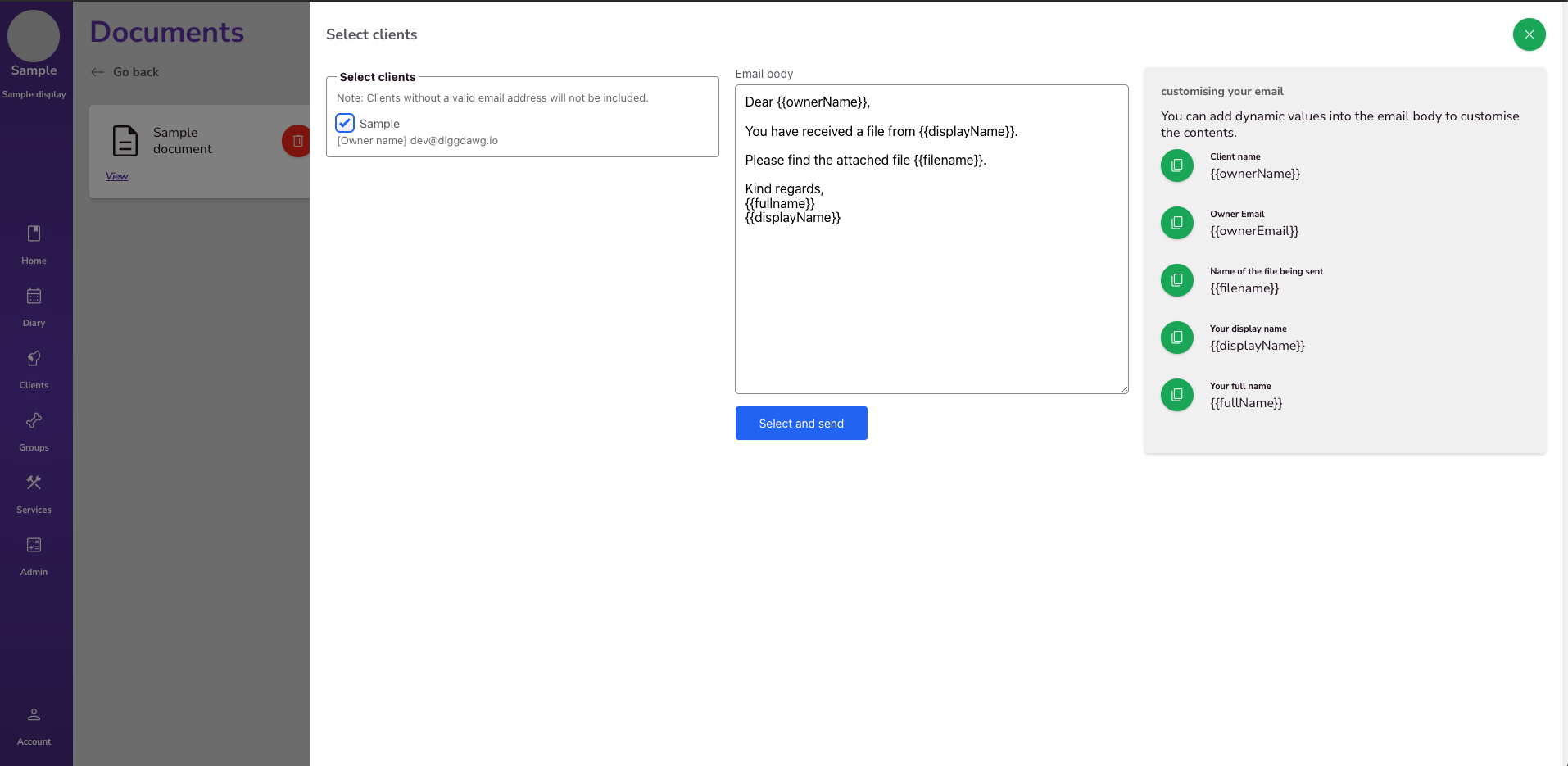 DiggDawg web - Dynamic document sender